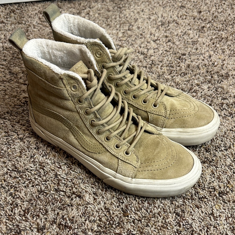 Men's High-Top Sneakers in Tan Suede